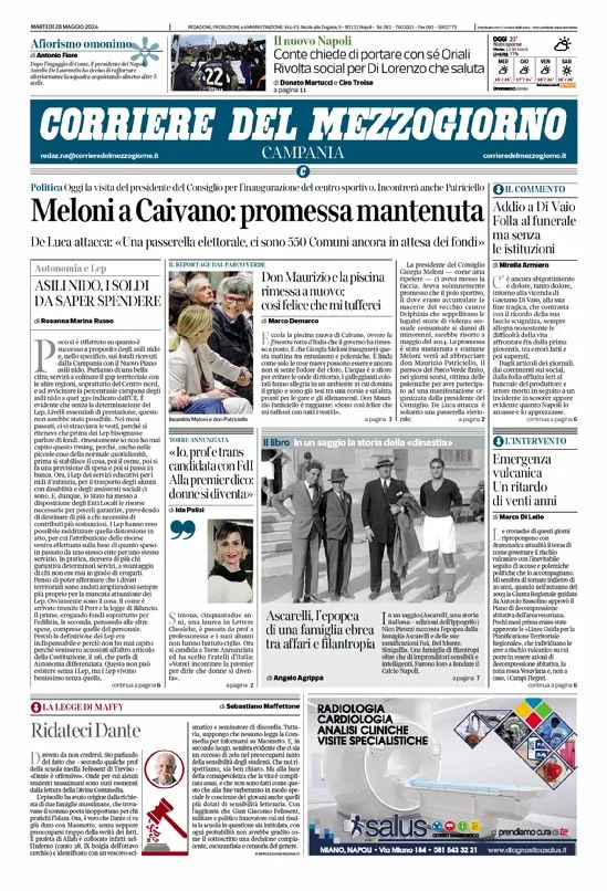 Prima-pagina-corriere del mezzogiorno-del-2024-05-28